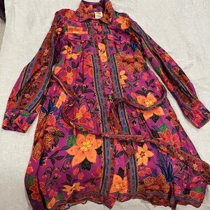 Farm Rio pink tropical tapestry lenzing ecovero viscose shirt dress